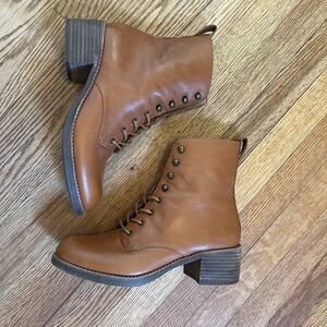 Madewell Brown Lace-Up Leather Boots